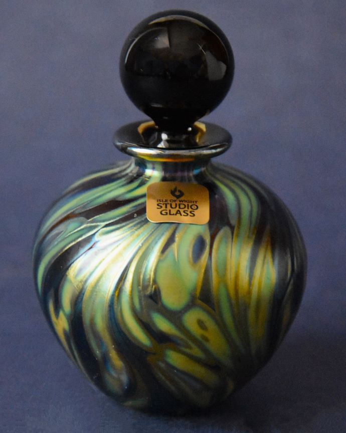 Featherspray Noir Miniature Perfume Bottle Isle of Wight Studio Glass