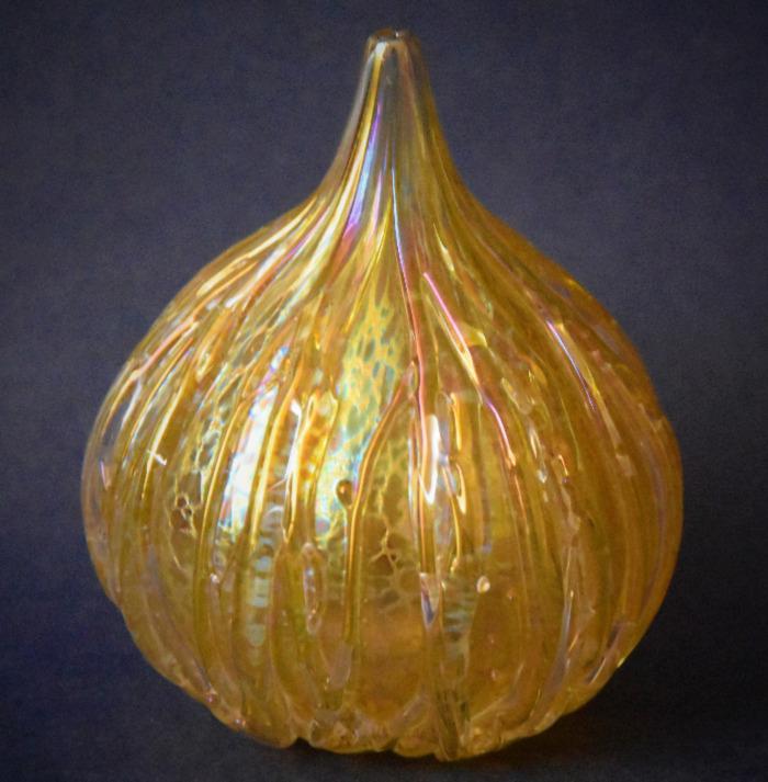 Gold Linear Onion Vase Small Isle of Wight Studio Glass