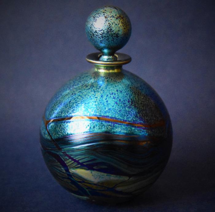 Nightscape Round Perfume Bottle Large Isle of Wight Studio Glass