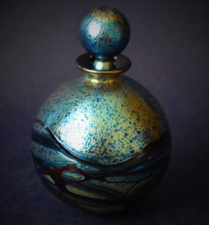 Isle of Wight Studio Glass Nightscape Round Perfume Bottle Small