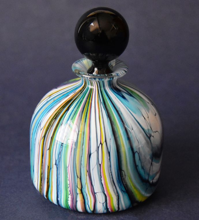 Stratum Aqua Flat Base Perfume Bottle Small Isle of Wight Studio Glass