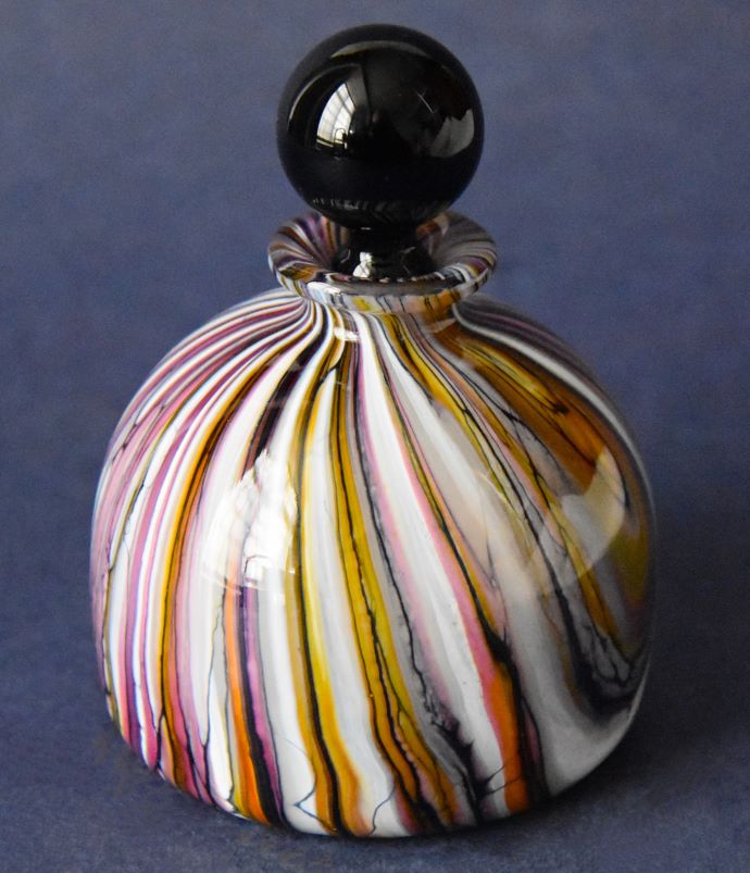 Stratum Pink Flat Base Perfume Bottle Small Isle of Wight Studio Glass