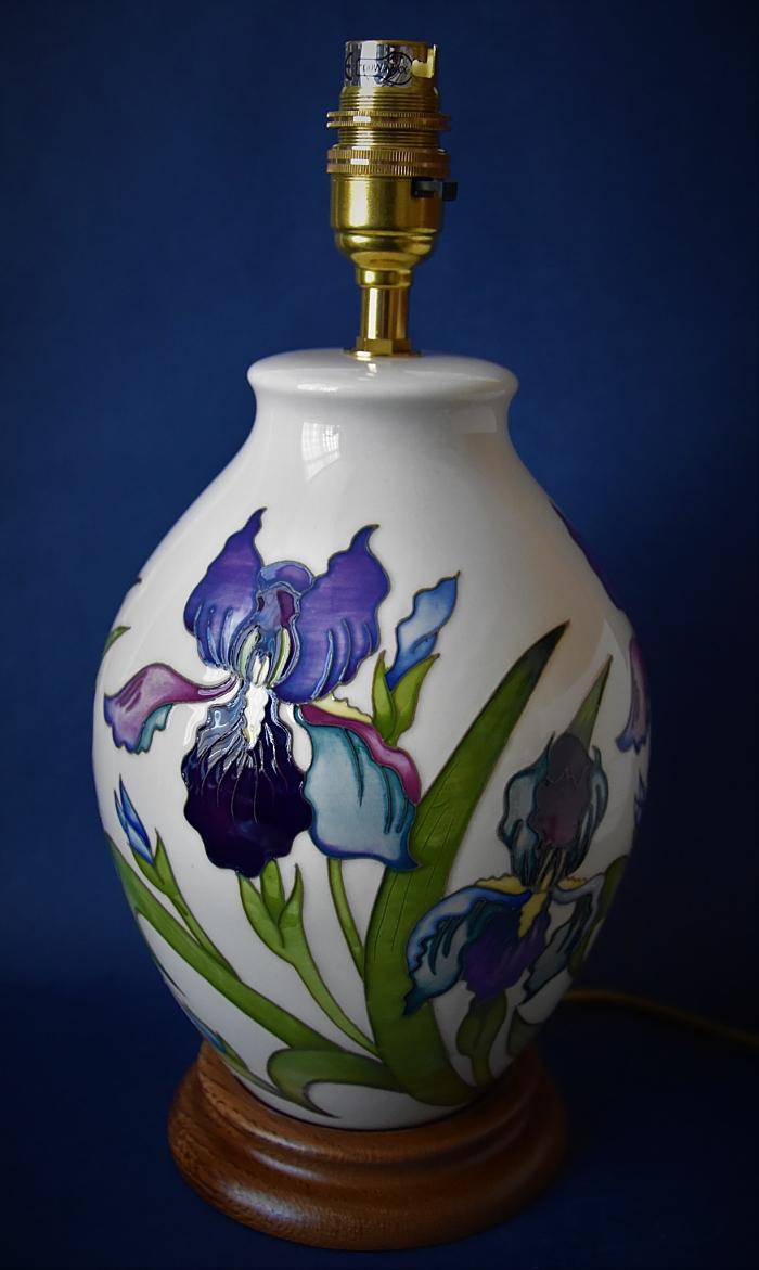 Moorcroft Pottery L3/8 Bearded Iris Lamp Nicola Slaney An Open Edition