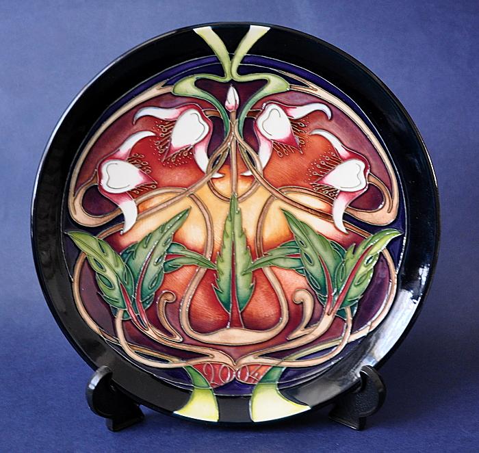 Moorcroft Pottery Swan Orchid 2004 Year Plate